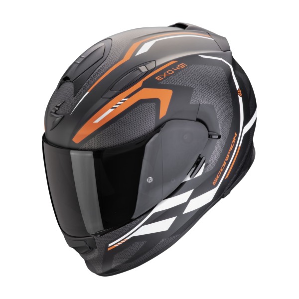 Scorpion motorcycle helmet Exo 491 Kripta matt black orange white sun visor