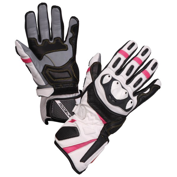 Modeka Cay weiß-pink Sport-Motorrad-Handschuhe Damen