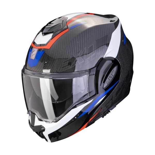 Scorpion Exo Tech Evo Carbon Rover black red blue flip-up helmet small slim elegant