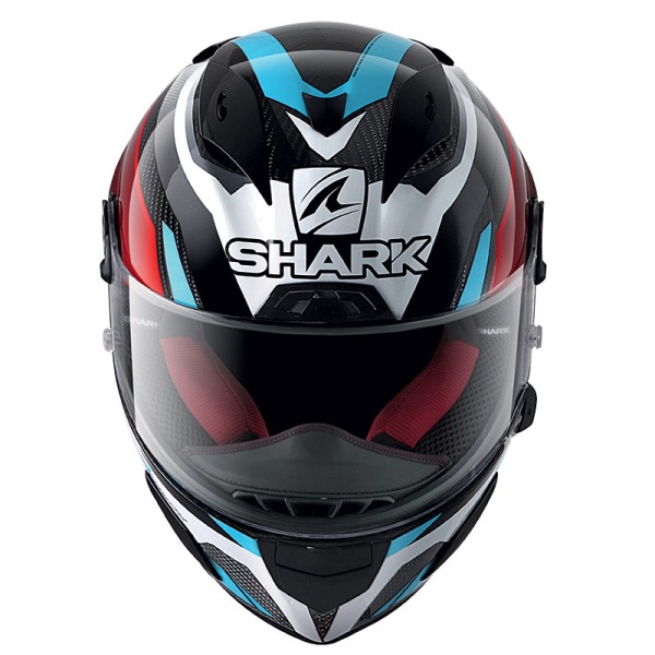 Shark Race-R Pro Carbon Aspy rot blau Motorradhelm Integralhelm Visier Doppel-D Verschluss kratzfest