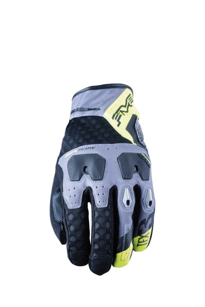 Five glove TFX3 AIRFLOW black-grey-yellow, motorcycle gloves, racing gloves, racing, racing, protectors, touch, leather, sports glove