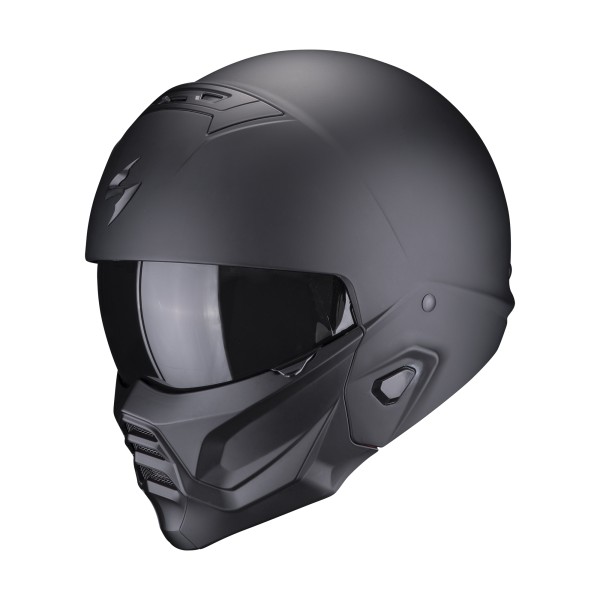 Scorpion Exo-Combat II Solid black matt motorcycle helmet removable chin section