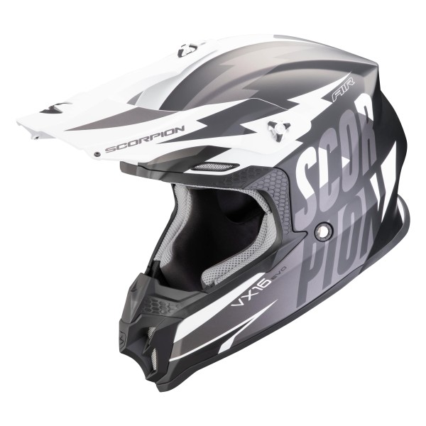 Scorpion VX 16 Evo Air Slanter matt black silver all-terrain cross helmet Quad