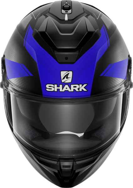 Shark Spartan GT Elgen black-anthracite-blue matt full-face motorcycle helmet Pinlcok visor Sun visor Double-D closure Suitable for spectacle wearers