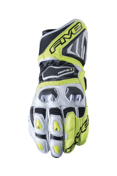 Five glove RFX1 white - neon yellow knuckle protection carbon motorcycle safe