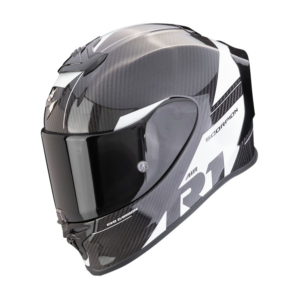 Scorpion motorcycle helmet Exo R1 Evo Carbon Air Rally black white light safe