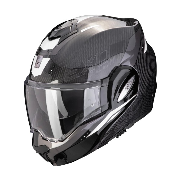 Scorpion Exo-Tech Evo Carbon Rover black-white flip-up helmet small slim elegant
