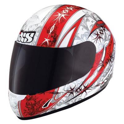 IXS Kids Motorcycle Helmet HX 128 Remark Red White Silver