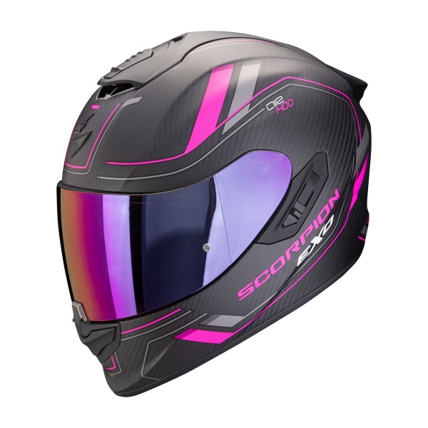 Scorpion motorcycle helmet Exo 1400 Evo II Carbon Air Mirage matt black pink light