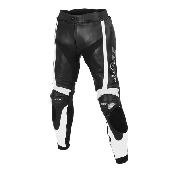 Büse Track Lederhose schwarz/weiß Motorrad Lederhose Lederstretch Hartschalen Wadenweitenverstellung
