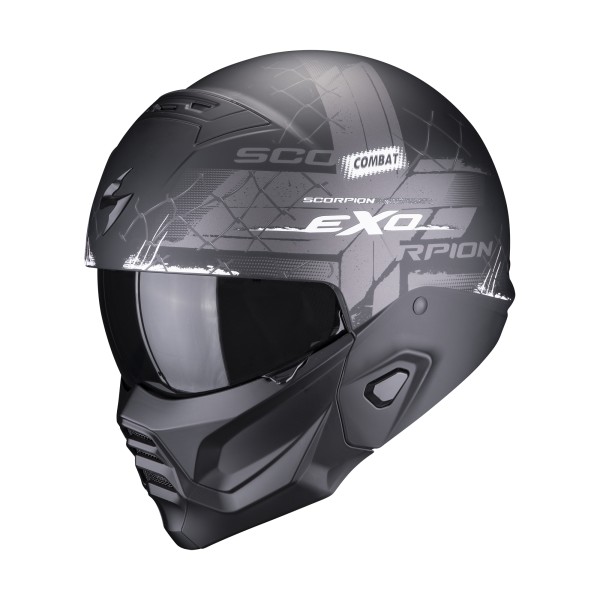 Scorpion Exo-Combat II Xenon black-white matt motorcycle helmet removable chin section