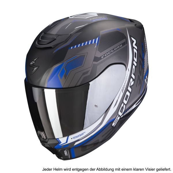 Scorpion Exo-391 Haut schwarz-silber-blau matt Rollerhelm Mofahelm 125er Helm