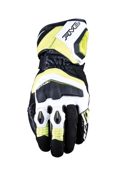 Handschuhe RFX4 EVO schwarz-weiss-neon gelb Racing Sport Leder Renn Schutz sicher