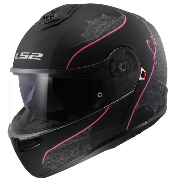 LS2 FF908 Strobe II Lux matt schwarz pink Motorradhelm Visier Sonnenblende Tourenhelm Pendlerhelm Ro